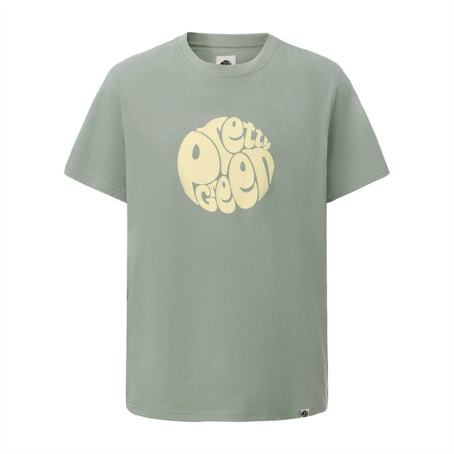 Sage - Front - Pretty Green Mens Logo Cotton T-Shirt