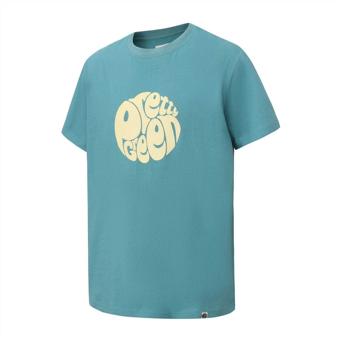 Teal - Side - Pretty Green Mens Logo Cotton T-Shirt