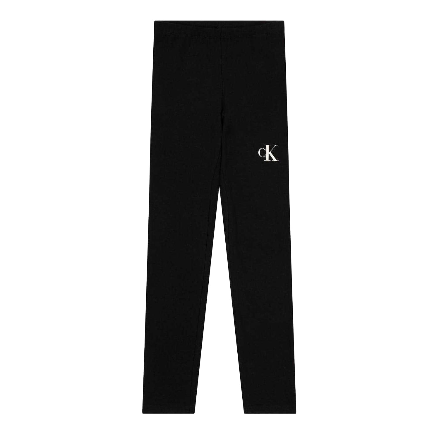 Black - Front - Calvin Klein Girls Jeans Logo Skinny Leggings
