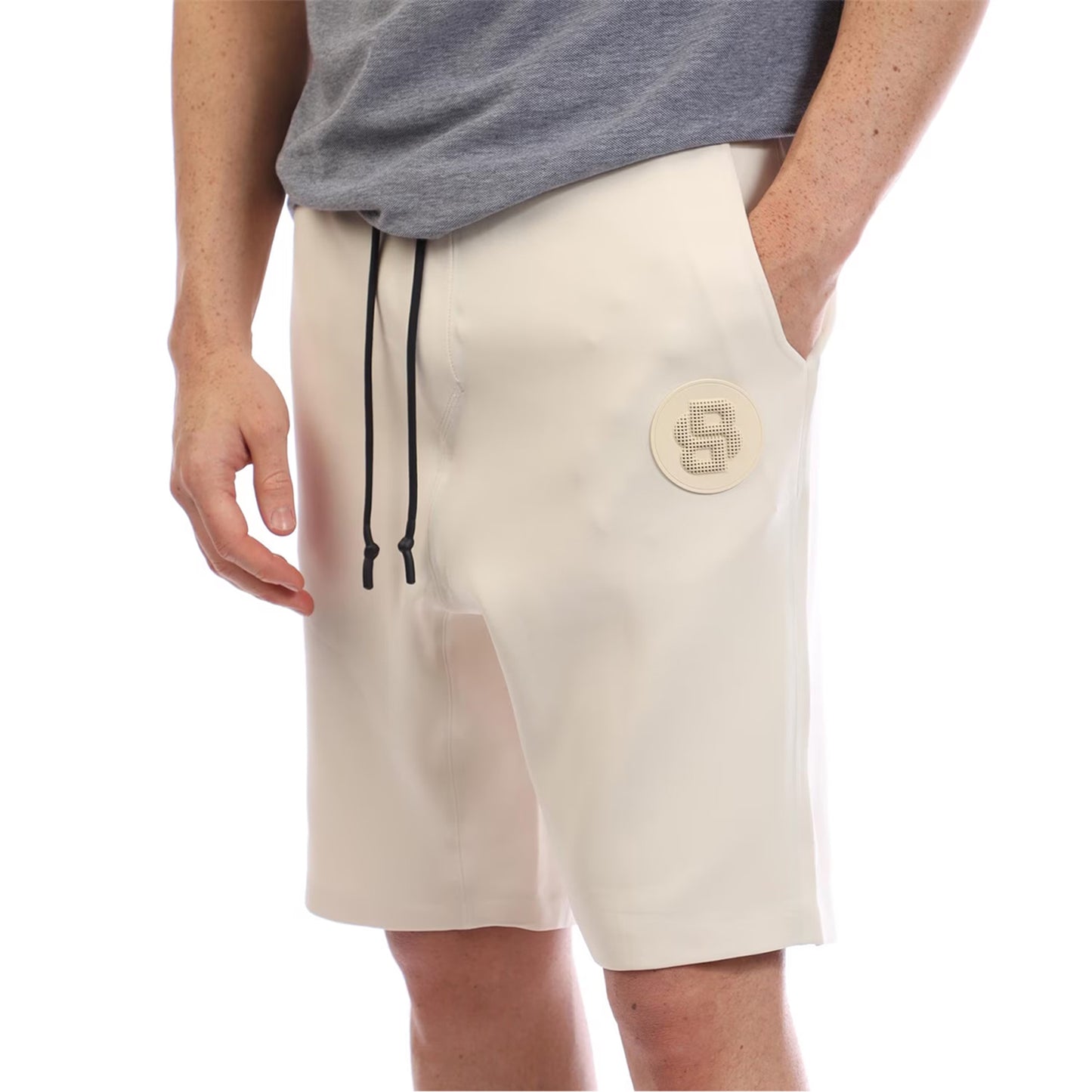 White - Side - Boss Mens Headlo Sweat Shorts