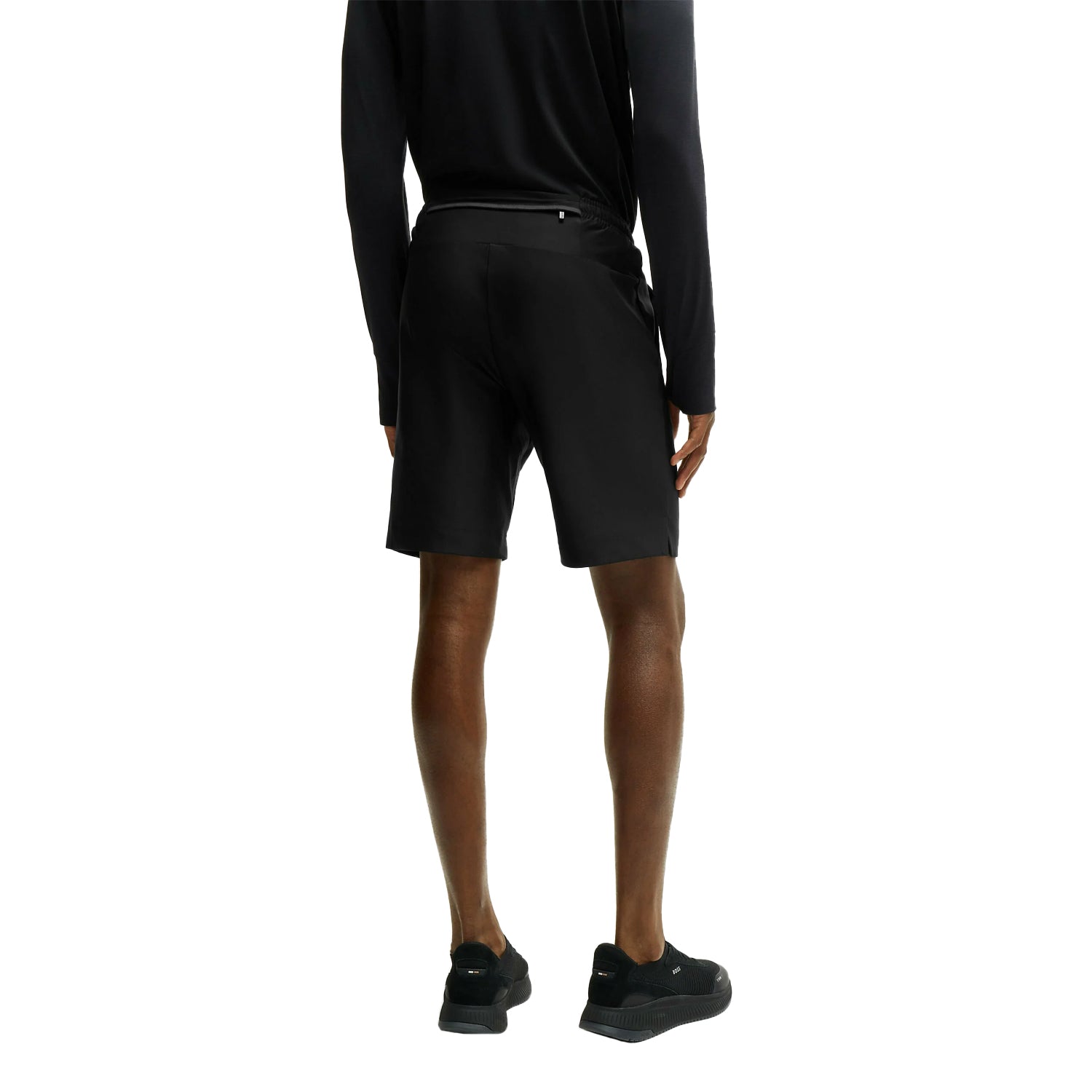 Black - Back - Boss Mens Active Elasticated Waist Sweat Shorts