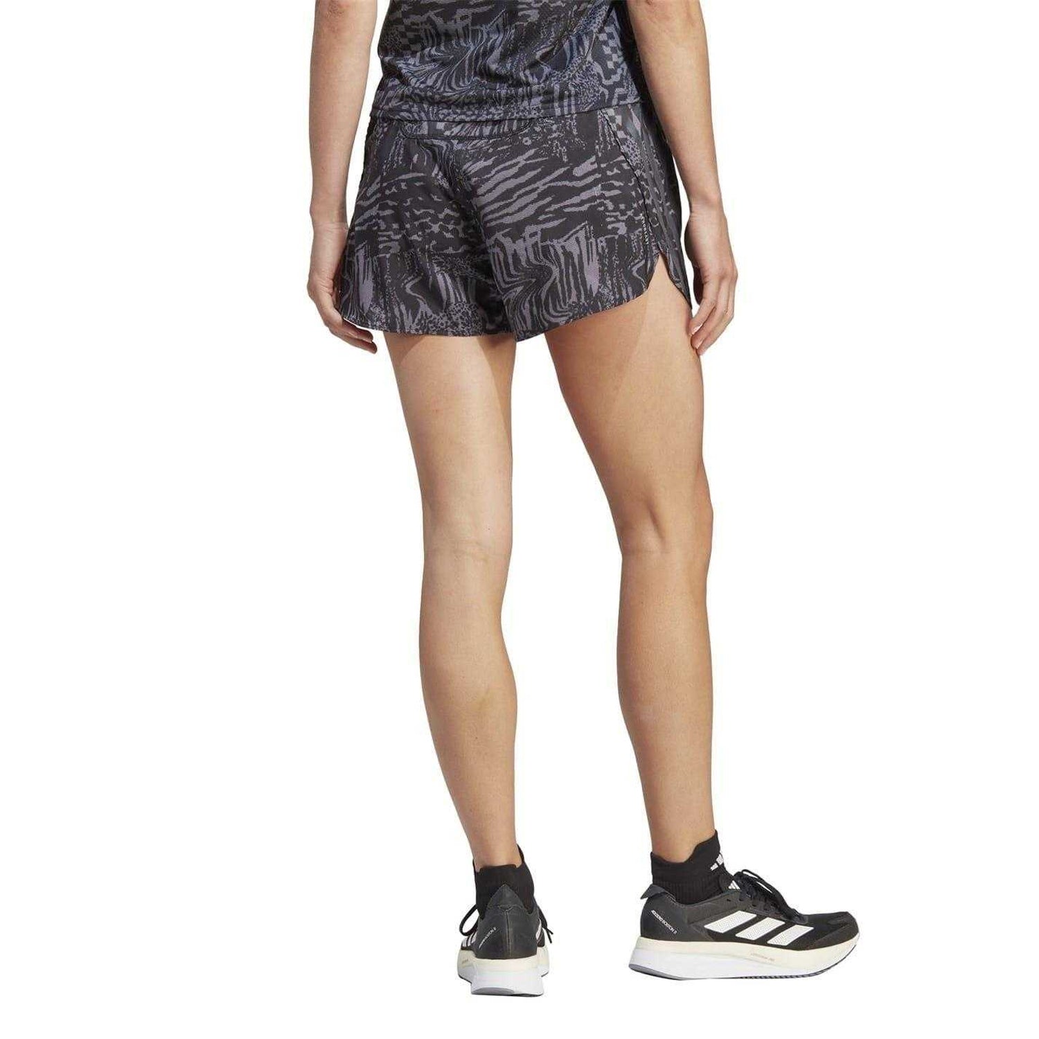 Black - Back - Adidas Womens-Ladies Icons 3 Stripes Running Shorts