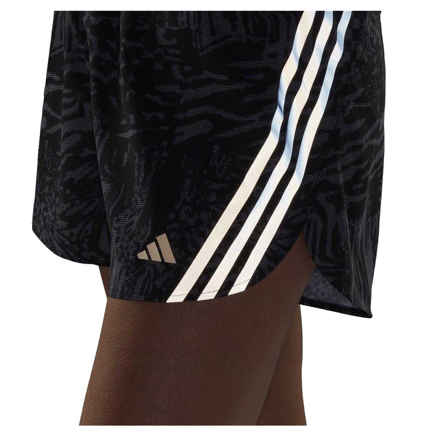 Black - Lifestyle - Adidas Womens-Ladies Icons 3 Stripes Running Shorts
