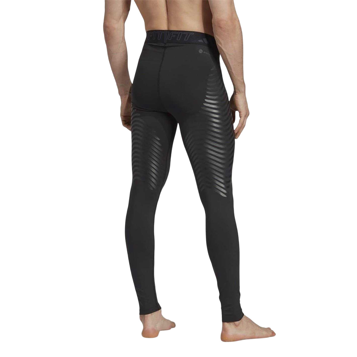 Black - Back - Adidas Mens Techfit Graphic Print Fitted Leggings
