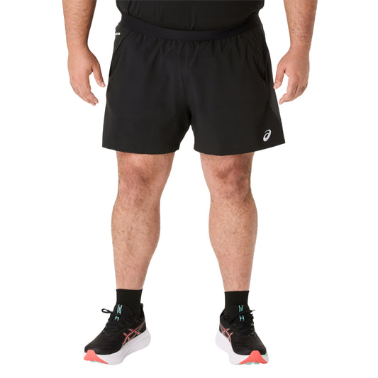 Black-Grey - Front - Asics Mens Road Running Shorts
