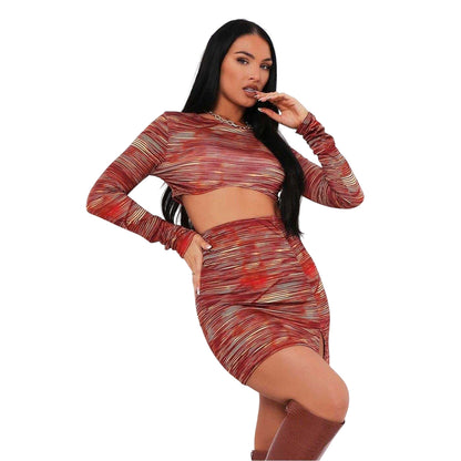 Red - Front - Missy Empire Womens-Ladies Printed Curved Hem Co-ord Set