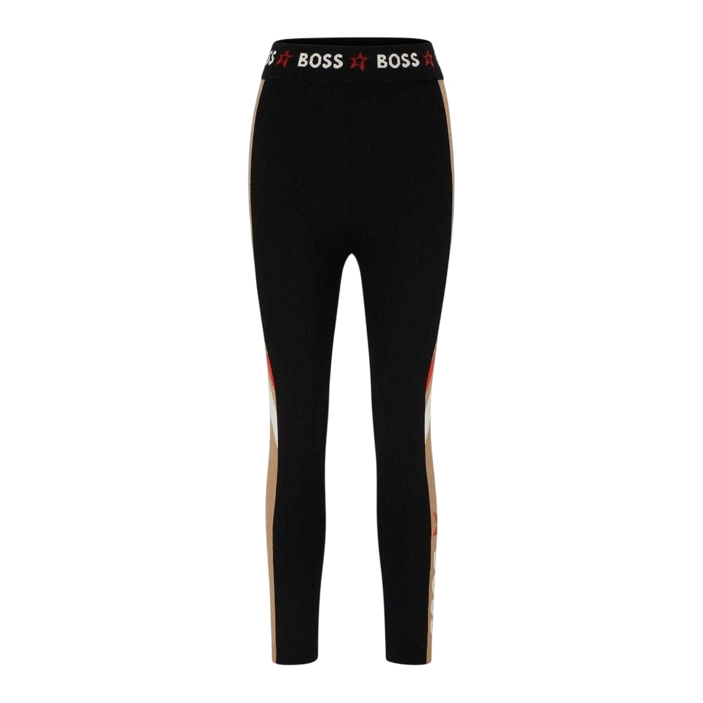 Black - Front - Boss Womens-Ladies Elasticated Colour Block Leggings