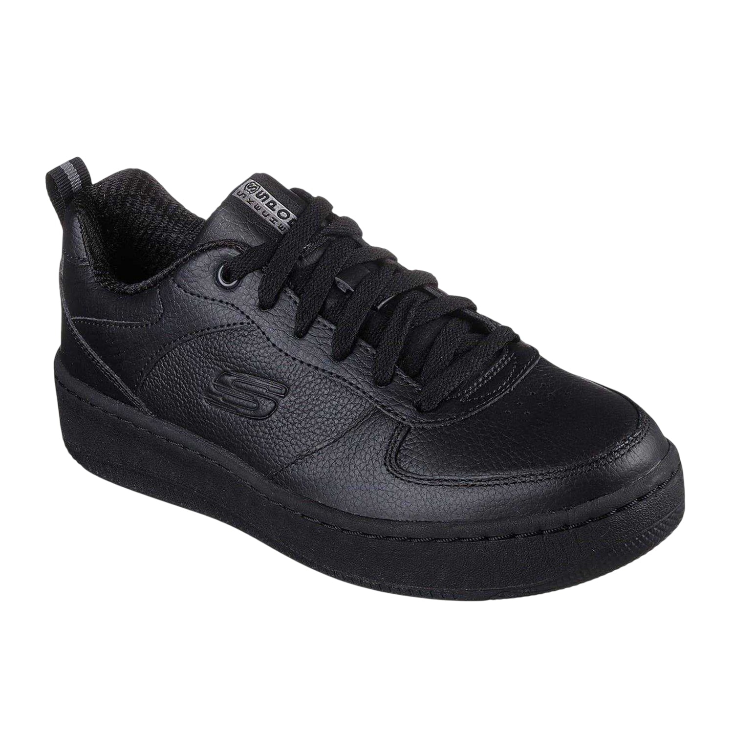 Black - Side - Skechers Womens-Ladies Sport Court 92 Illustrious Leather Trainers