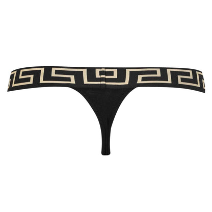 Black - Back - Versace Womens-Ladies Greca Medusa Thong
