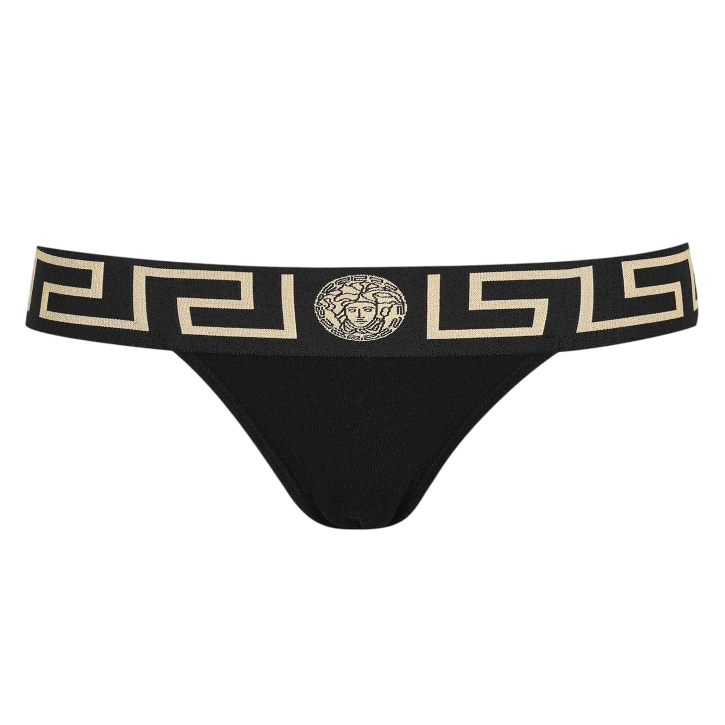 Black - Front - Versace Womens-Ladies Greca Medusa Thong