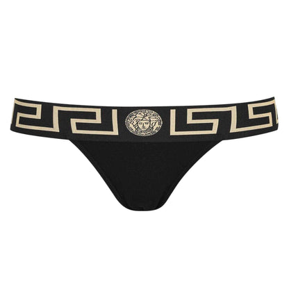 Black - Front - Versace Womens-Ladies Greca Medusa Thong