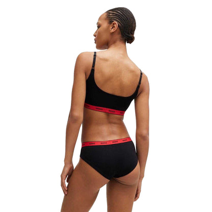 Black - Back - Hugo Womens-Ladies Repeat Logo Thong