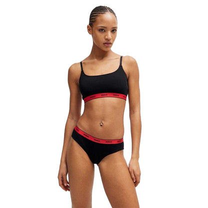 Black - Side - Hugo Womens-Ladies Repeat Logo Thong