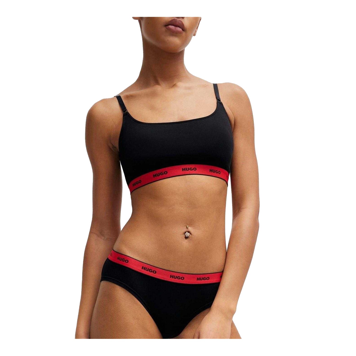 Black - Lifestyle - Hugo Womens-Ladies Repeat Logo Thong