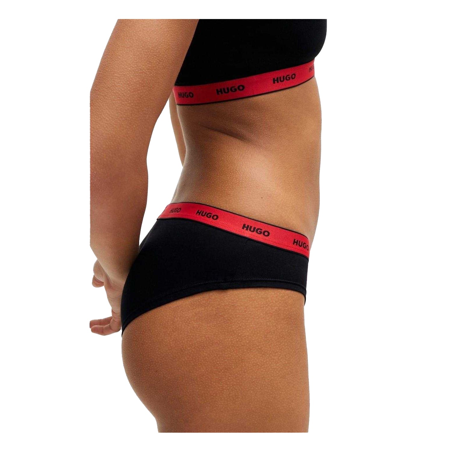 Black - Pack Shot - Hugo Womens-Ladies Repeat Logo Thong
