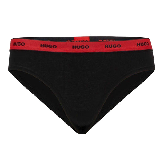 Black - Front - Hugo Womens-Ladies Repeat Logo Thong