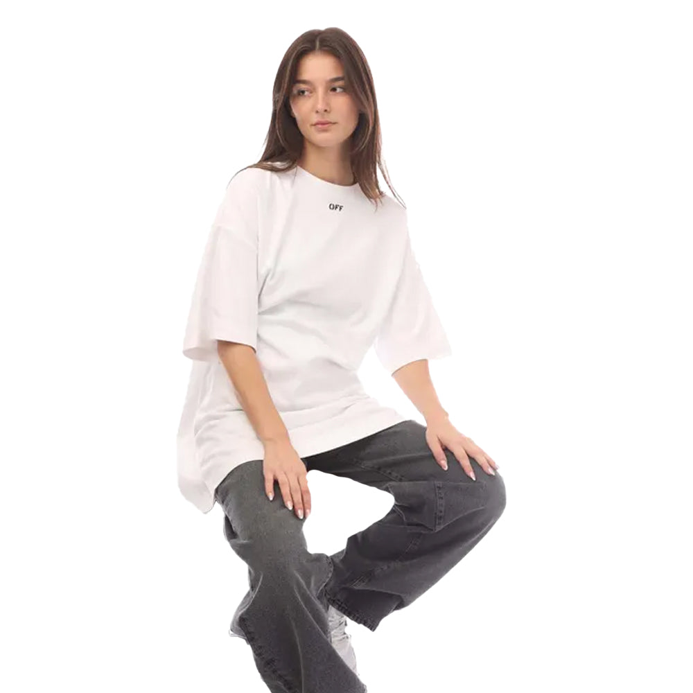 White - Side - Off White Womens-Ladies Off Stamp Cotton T-Shirt Dress