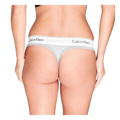 Grey - Lifestyle - Calvin Klein Womens-Ladies Logo Cotton Blend Thong