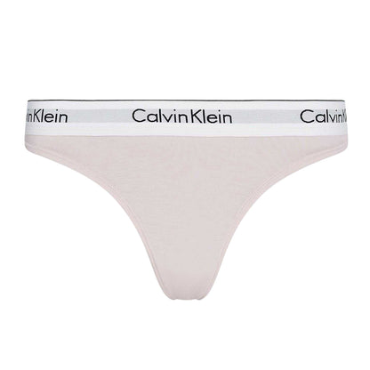 Pink - Front - Calvin Klein Womens-Ladies Logo Cotton Blend Thong