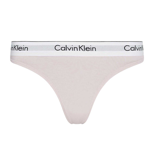 Pink - Front - Calvin Klein Womens-Ladies Logo Cotton Blend Thong