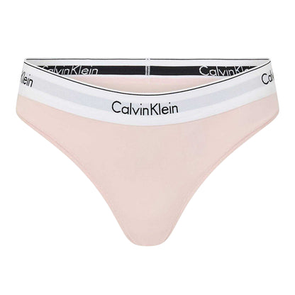 Vibrant Pink - Front - Calvin Klein Womens-Ladies Logo Cotton Blend Thong