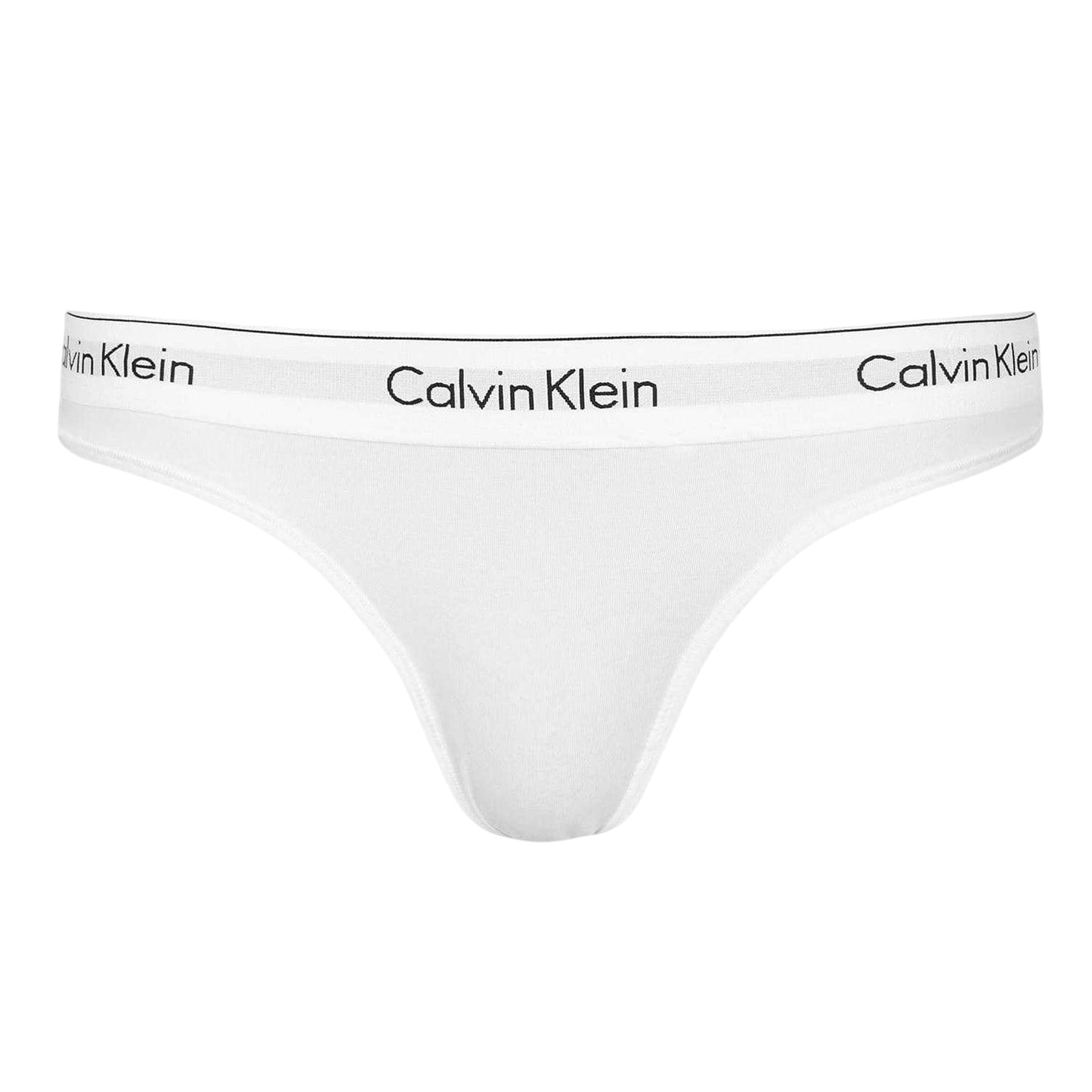 White - Front - Calvin Klein Womens-Ladies Logo Cotton Blend Thong