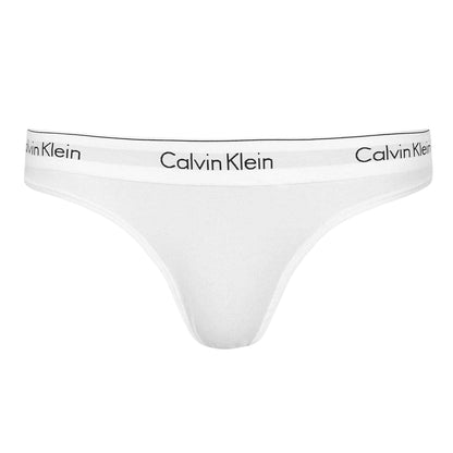 White - Front - Calvin Klein Womens-Ladies Logo Cotton Blend Thong