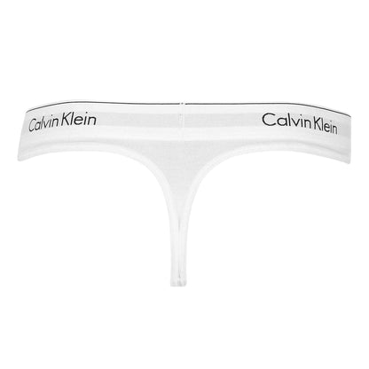 White - Back - Calvin Klein Womens-Ladies Logo Cotton Blend Thong