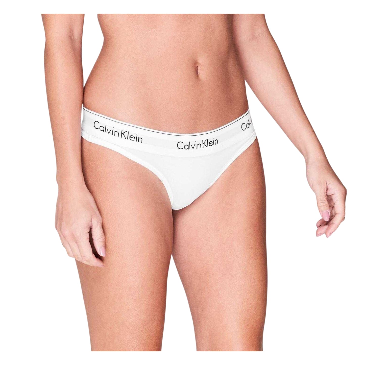 White - Side - Calvin Klein Womens-Ladies Logo Cotton Blend Thong