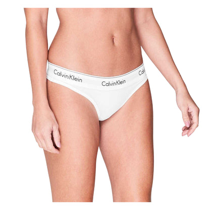 White - Side - Calvin Klein Womens-Ladies Logo Cotton Blend Thong