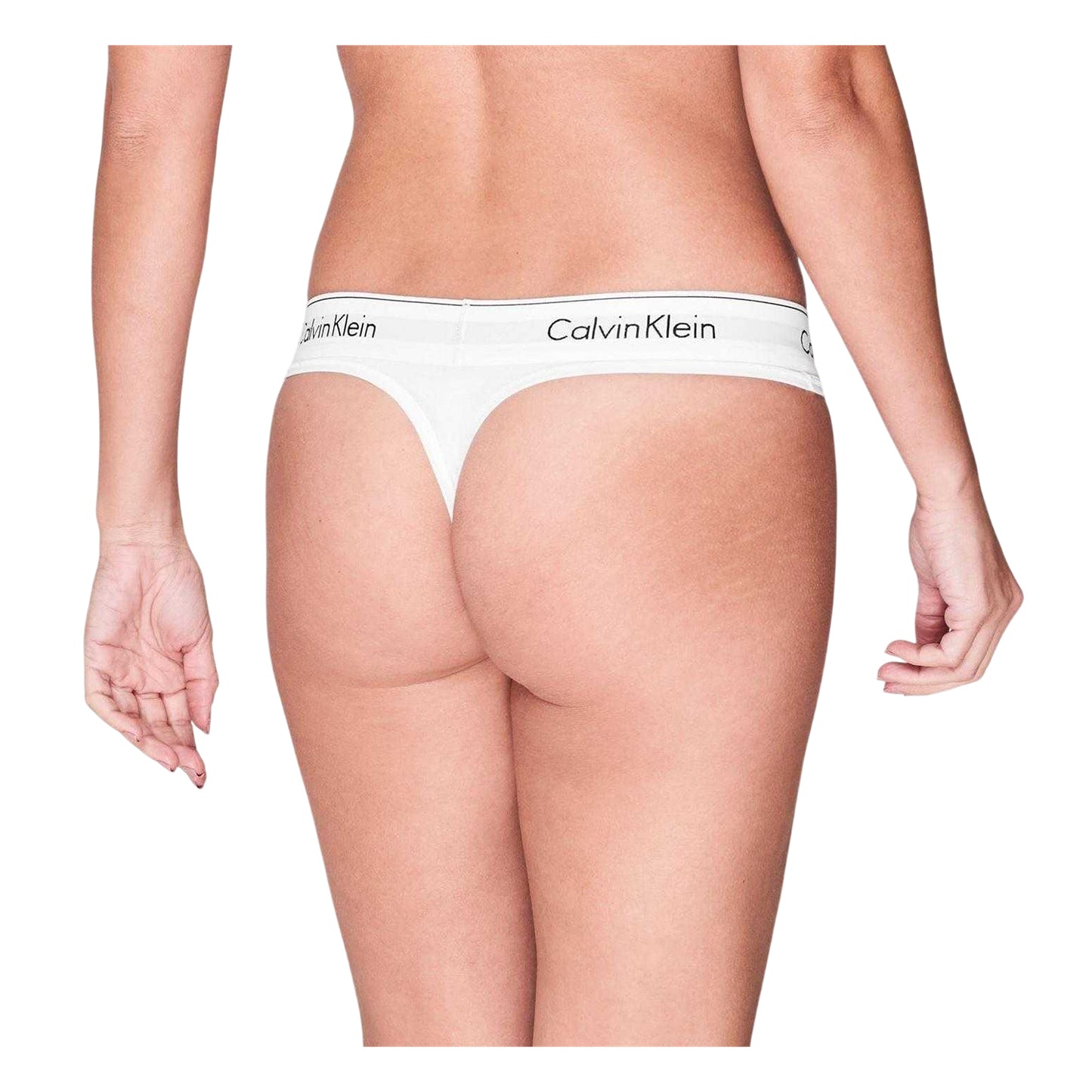 White - Lifestyle - Calvin Klein Womens-Ladies Logo Cotton Blend Thong