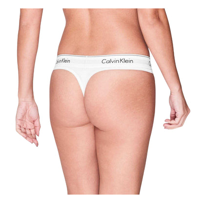 White - Lifestyle - Calvin Klein Womens-Ladies Logo Cotton Blend Thong