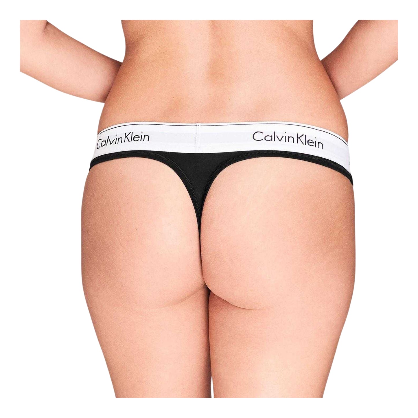 Black - Lifestyle - Calvin Klein Womens-Ladies Logo Cotton Blend Thong