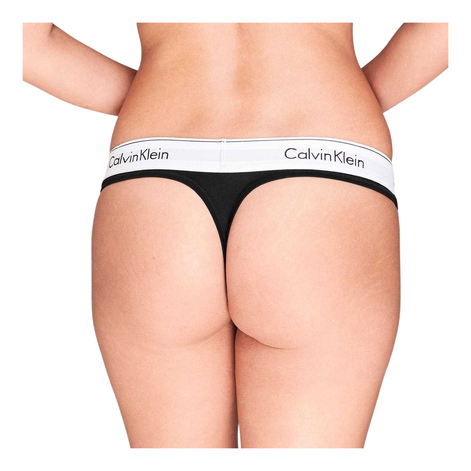 Black - Lifestyle - Calvin Klein Womens-Ladies Logo Cotton Blend Thong