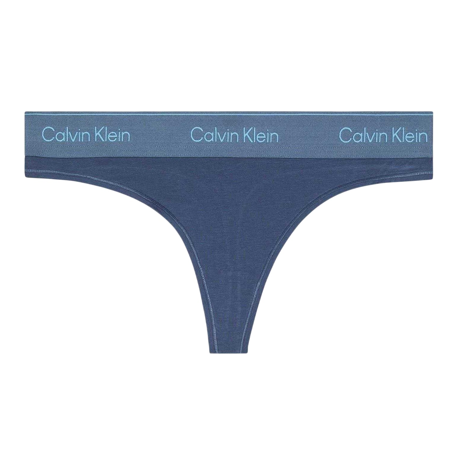 Dark Denim - Front - Calvin Klein Womens-Ladies Logo Cotton Blend Thong