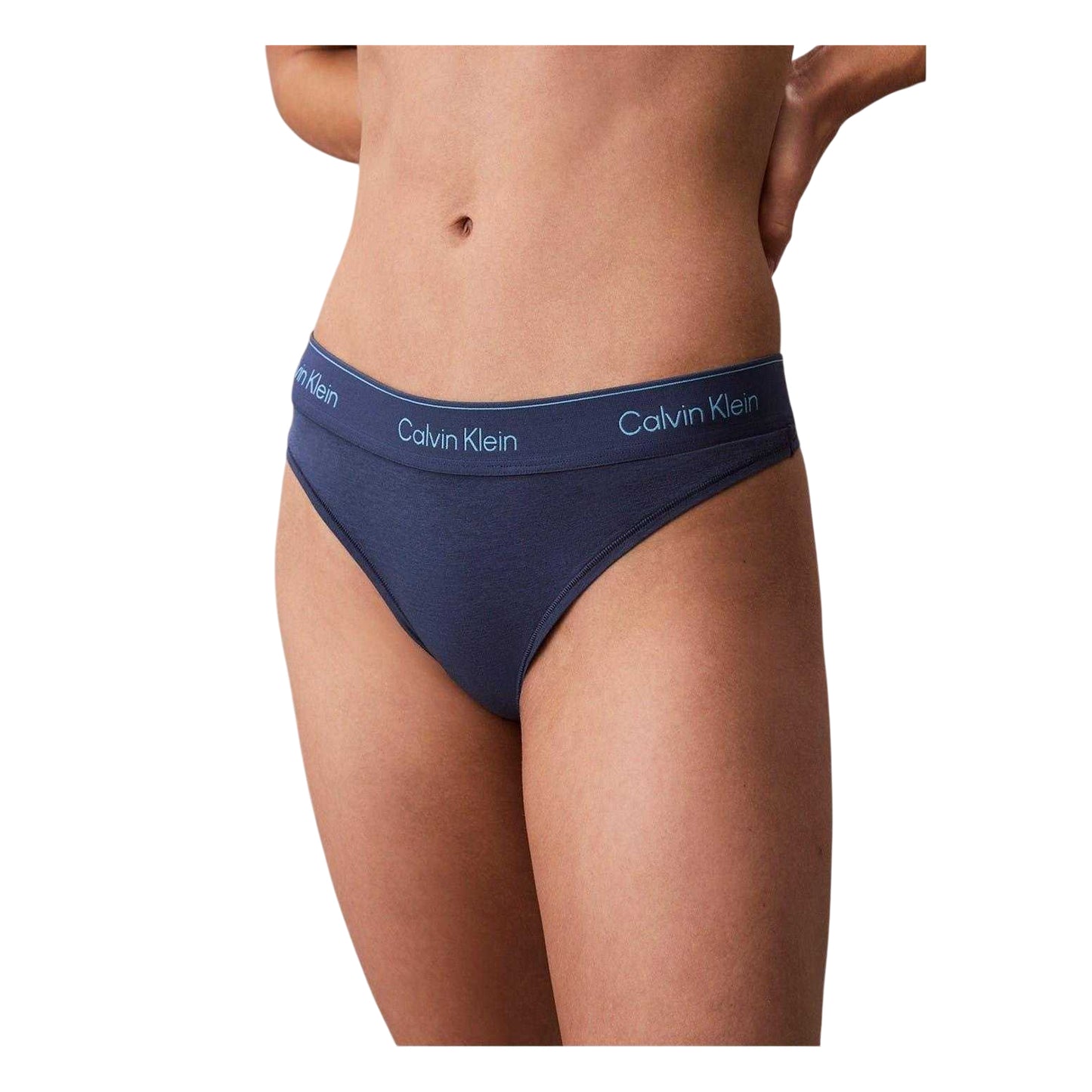Dark Denim - Back - Calvin Klein Womens-Ladies Logo Cotton Blend Thong