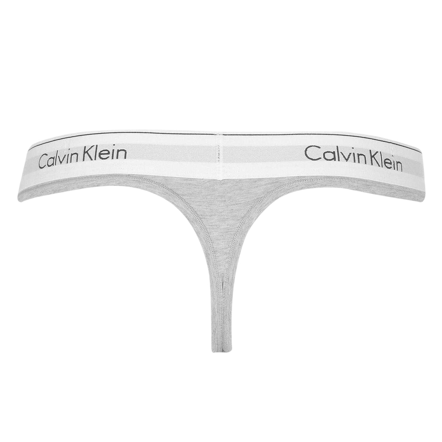 Grey - Back - Calvin Klein Womens-Ladies Logo Cotton Blend Thong