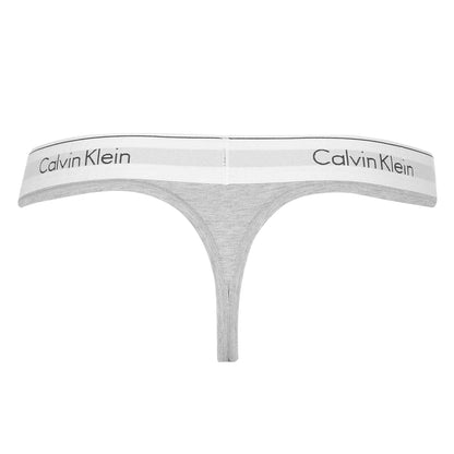 Grey - Back - Calvin Klein Womens-Ladies Logo Cotton Blend Thong