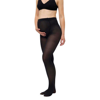 Black - Side - Mamalicious Womens-Ladies Geometric Leggings