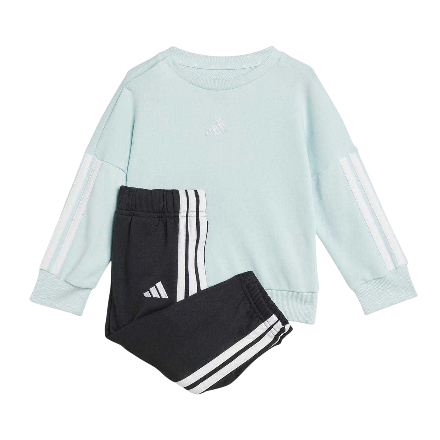 Mint-White - Front - Adidas Baby BOS French Terry Sweatshirt & Jogging Bottoms