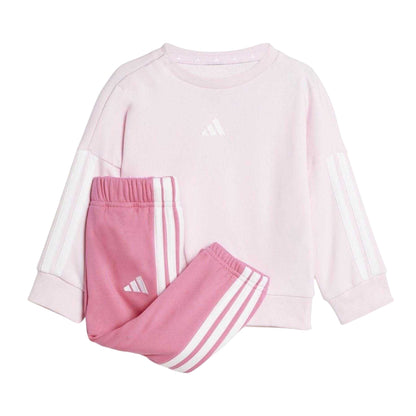 Pink-White - Front - Adidas Baby BOS French Terry Sweatshirt & Jogging Bottoms