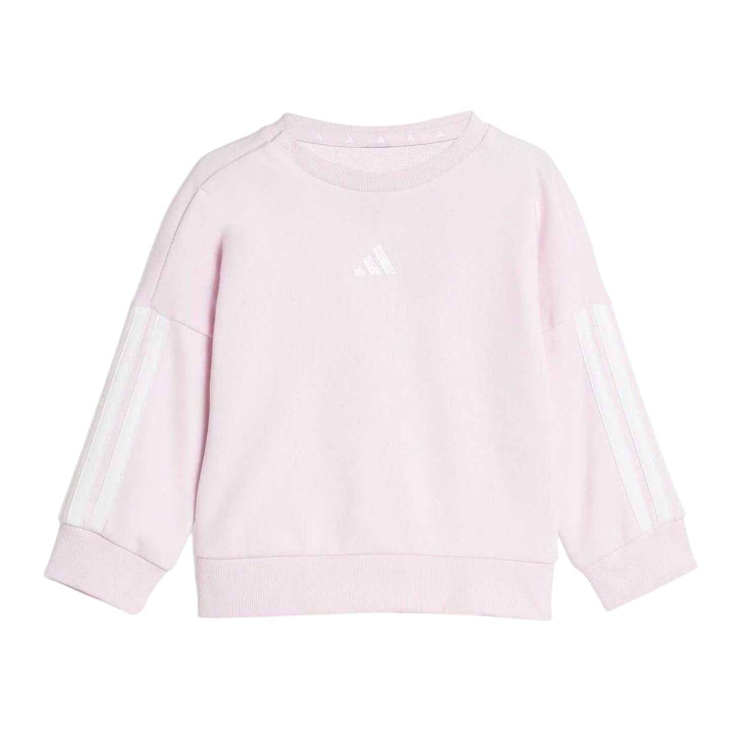 Pink-White - Side - Adidas Baby BOS French Terry Sweatshirt & Jogging Bottoms
