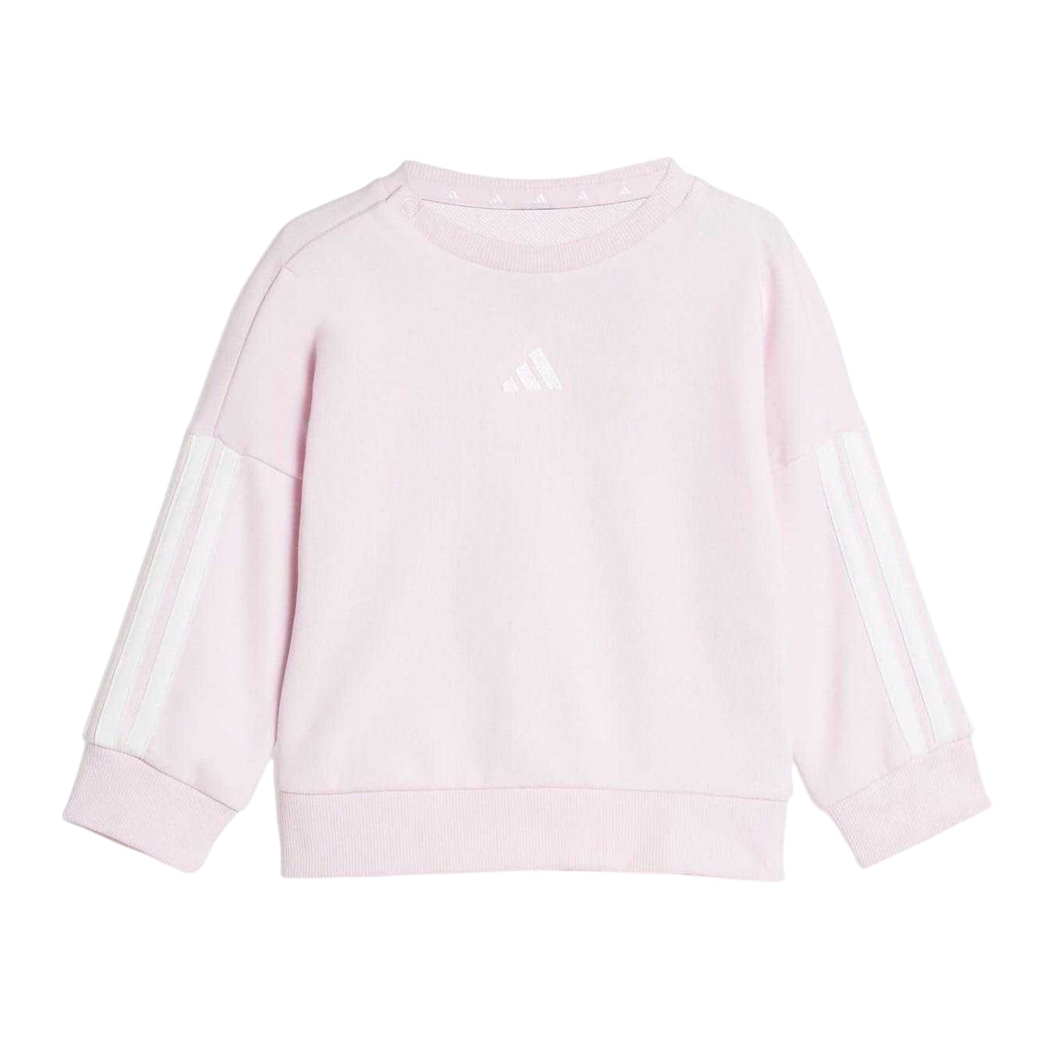 Pink-White - Side - Adidas Baby BOS French Terry Sweatshirt & Jogging Bottoms