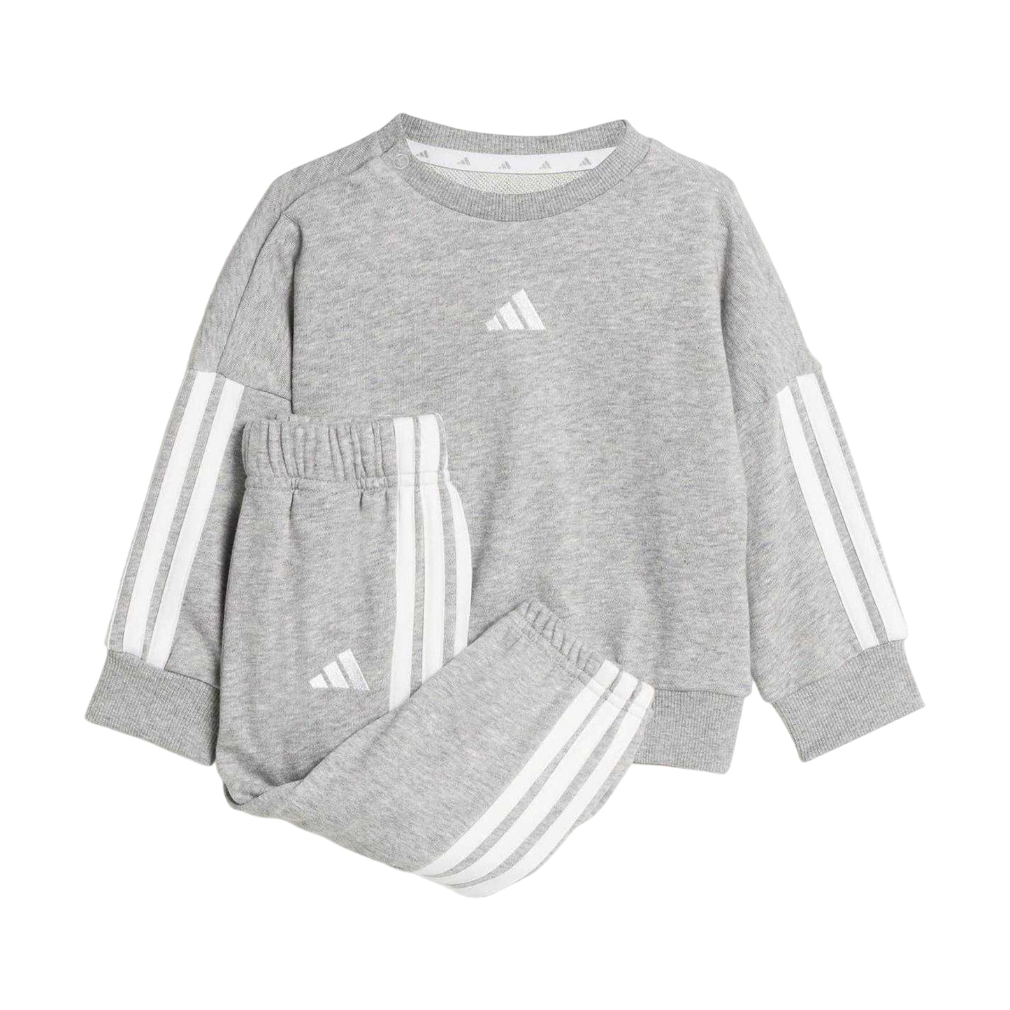 Grey-White - Front - Adidas Baby BOS French Terry Sweatshirt & Jogging Bottoms