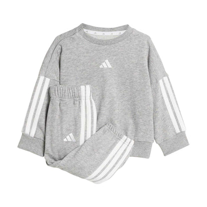 Grey-White - Front - Adidas Baby BOS French Terry Sweatshirt & Jogging Bottoms
