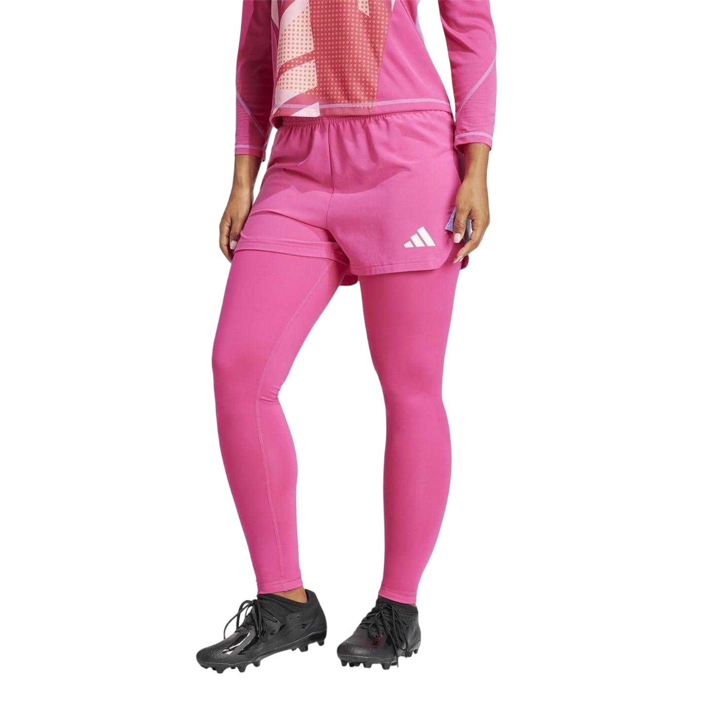 Pink - Side - Adidas Womens-Ladies Fitted Leggings