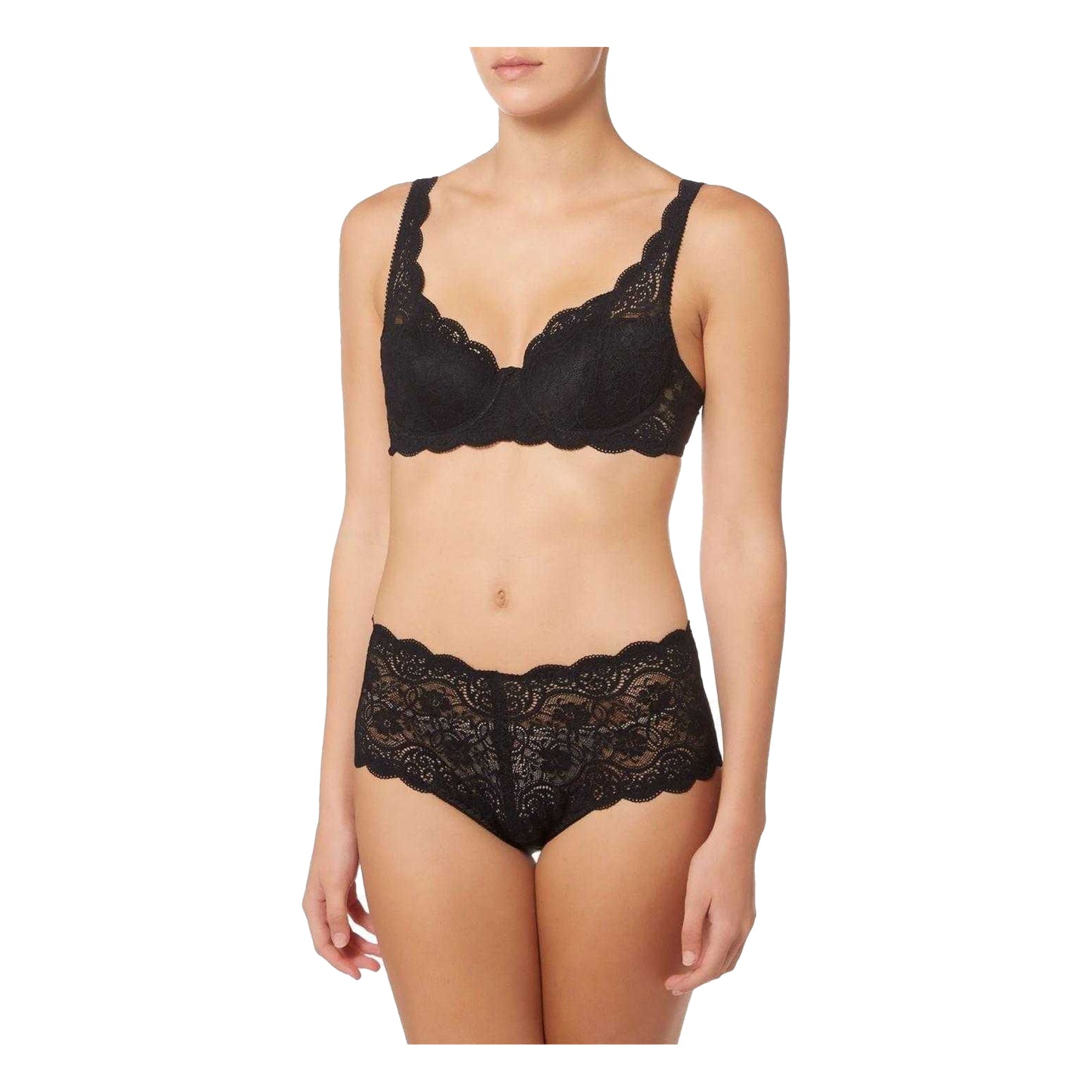 Black - Lifestyle - Triumph Womens-Ladies 300 Floral Lace Full Briefs
