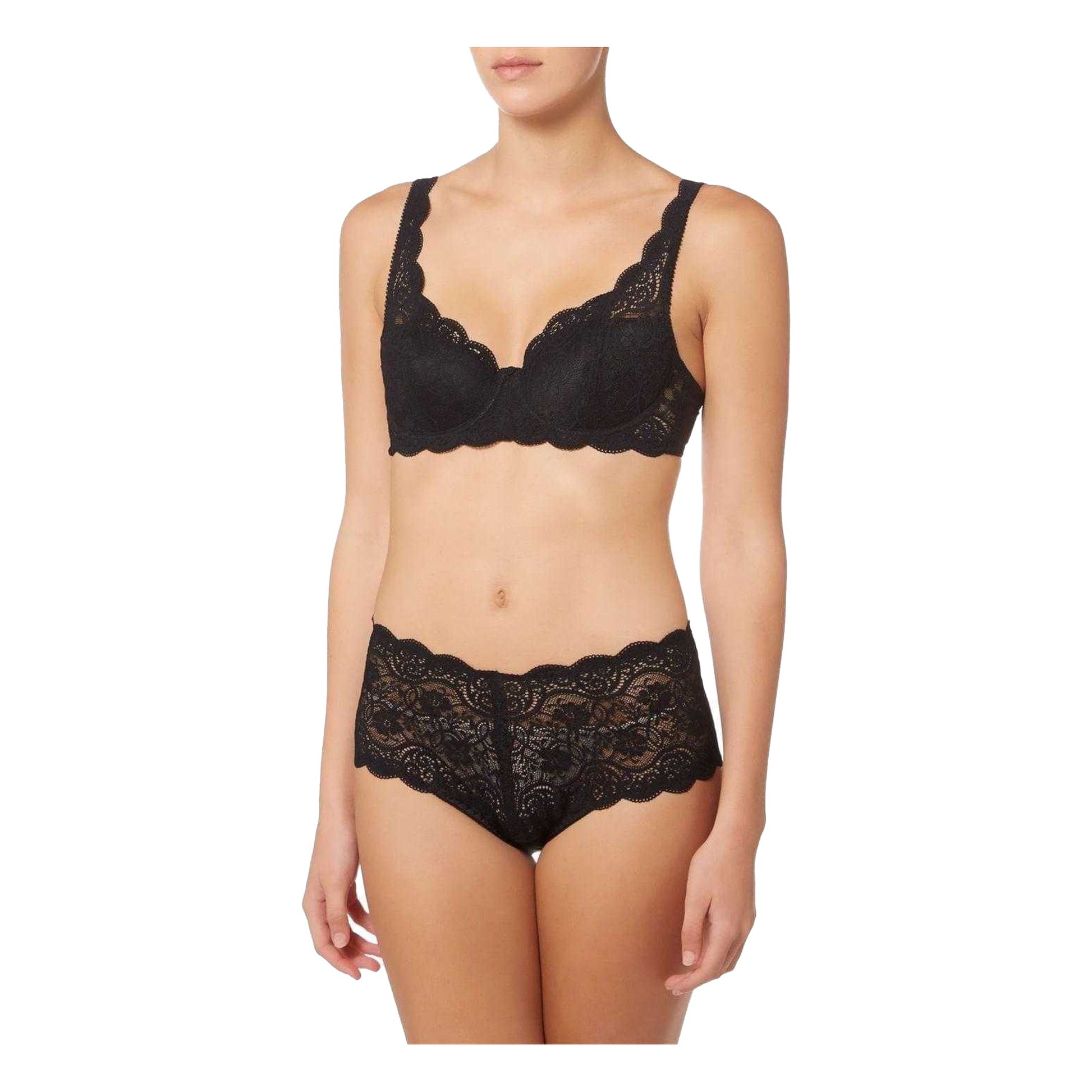 Black - Lifestyle - Triumph Womens-Ladies 300 Floral Lace Full Briefs