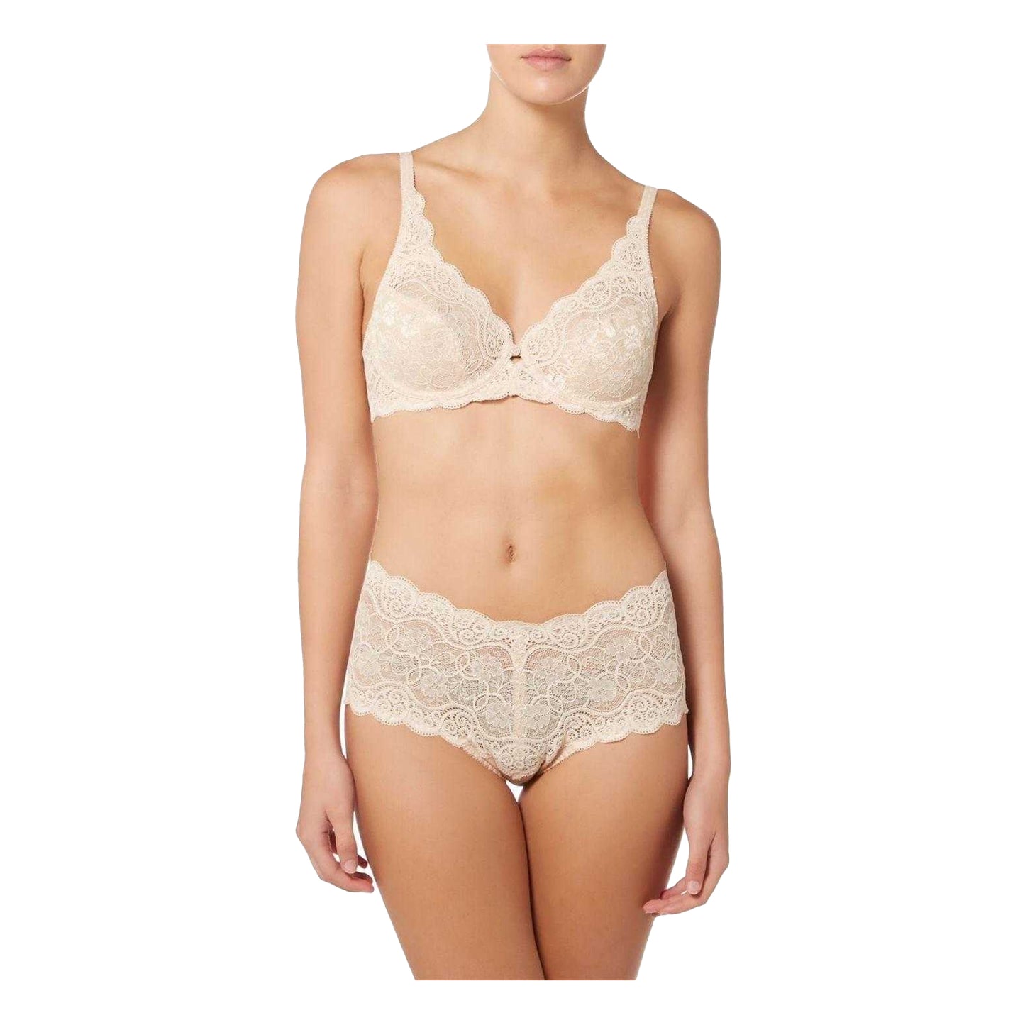 Natural - Lifestyle - Triumph Womens-Ladies 300 Floral Lace Full Briefs