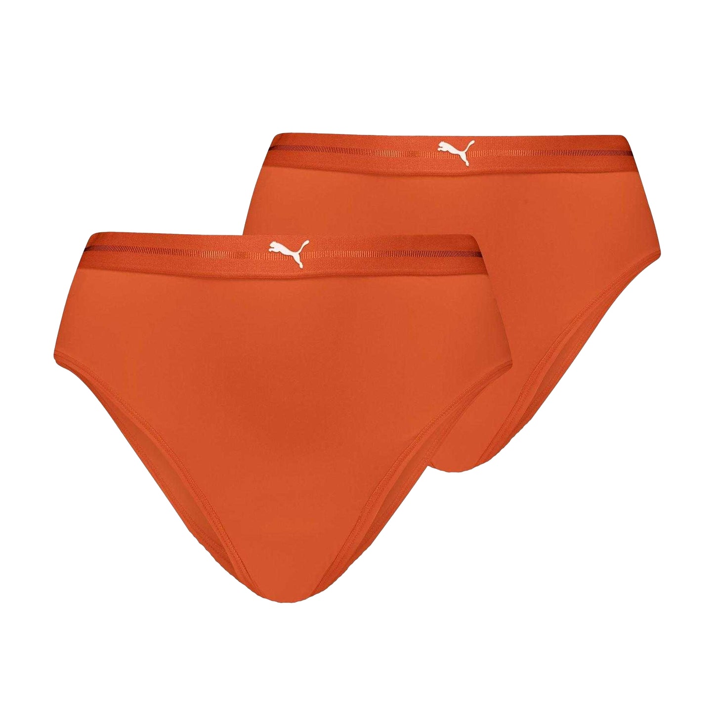 Flame Orange - Front - Puma Womens-Ladies High Rise Brazilian Briefs (Pack of 2)